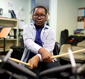 Male Windsor Learning Center student playing the drums - private special education school Pompton Lakes NJ